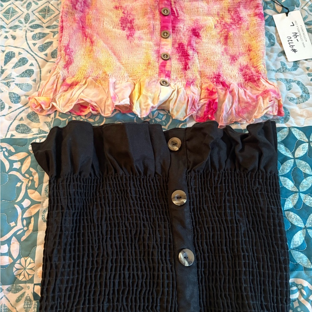 2 Cotton Candy cute tube Tie-Dye crop tops sz large